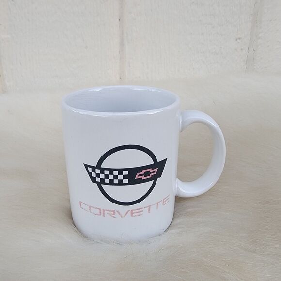 Corvette Chevrolet emblem white black mug coffee cup - Picture 1 of 5